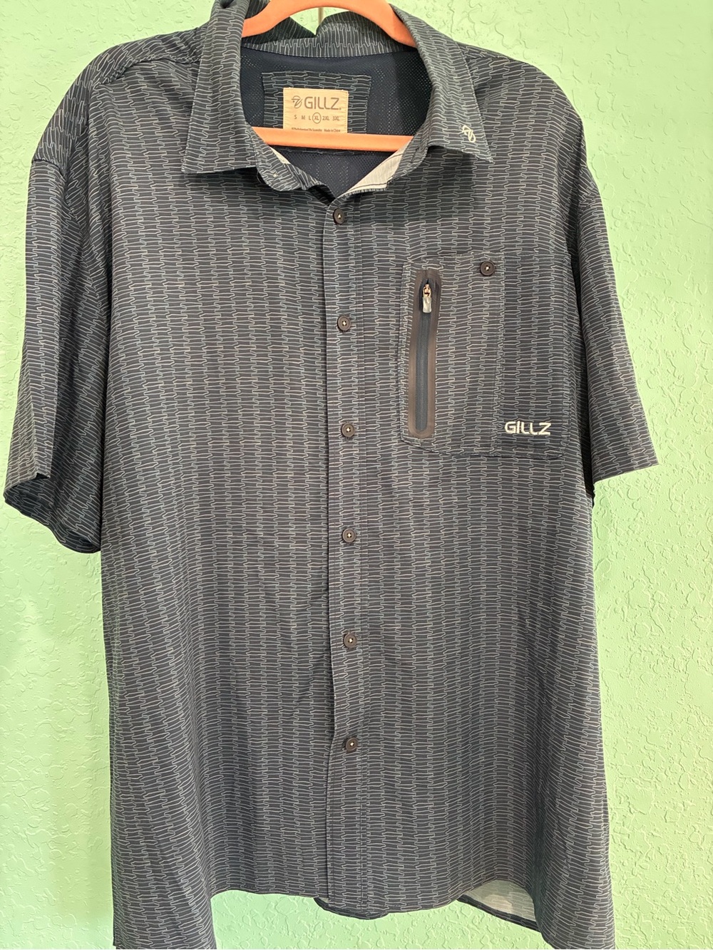 Men's Gillz Short Sleeve Button-Up Shirt blue XL fishing boat vacay active